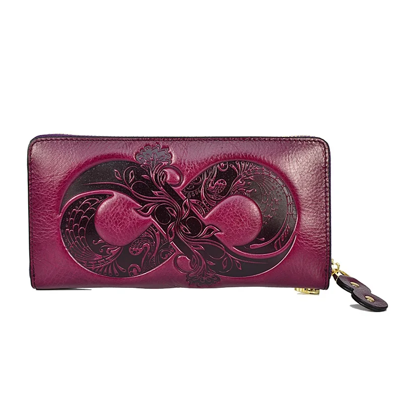 2025 New Genuine Leather Wallet Bag Long Real Cow Leather Purse Women First Layer Cowhide Card Holder Clutch for Cell Phone