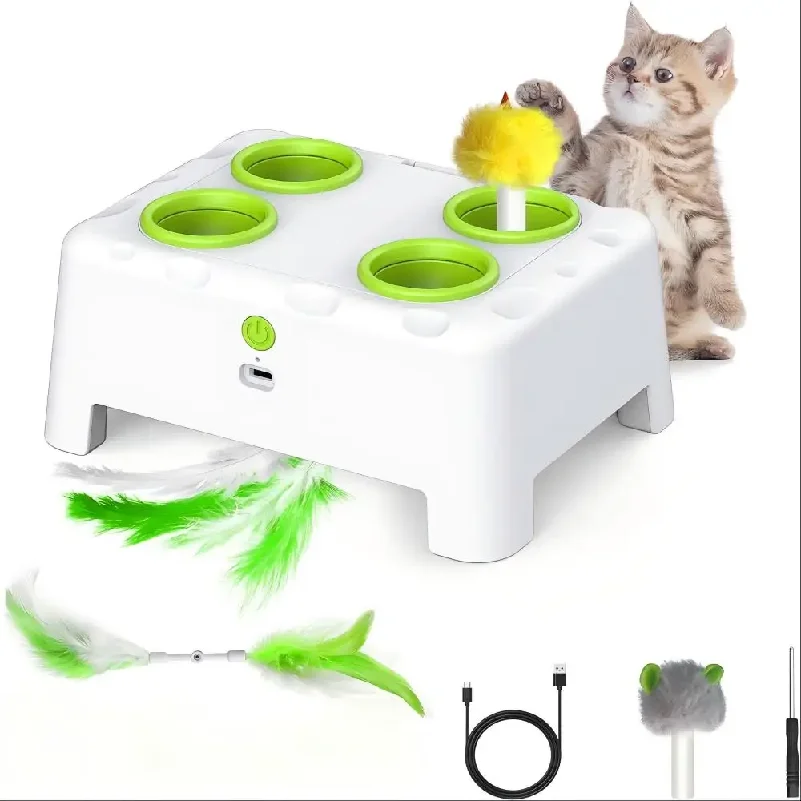 

Automatic Pop-Up Rechargeable Feather Toy for Cats Dogs Interactive Playing Kitten Training Pet Supplies