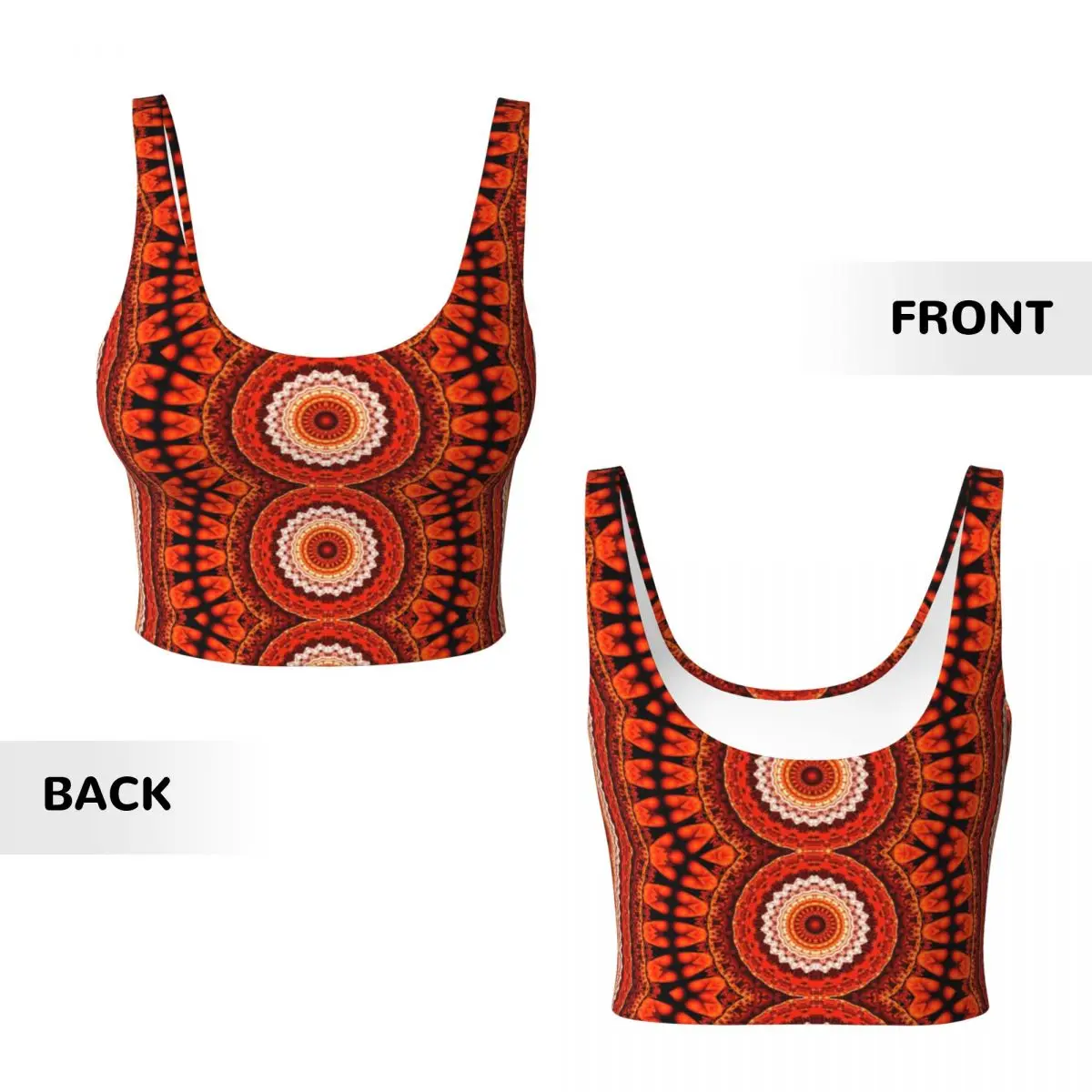 Soutiens-gorge de sport de course pour femmes, style mexicain personnalisé, rouge, orange, fleurs de mandala, rayure, entraînement, culture, précieux, Y