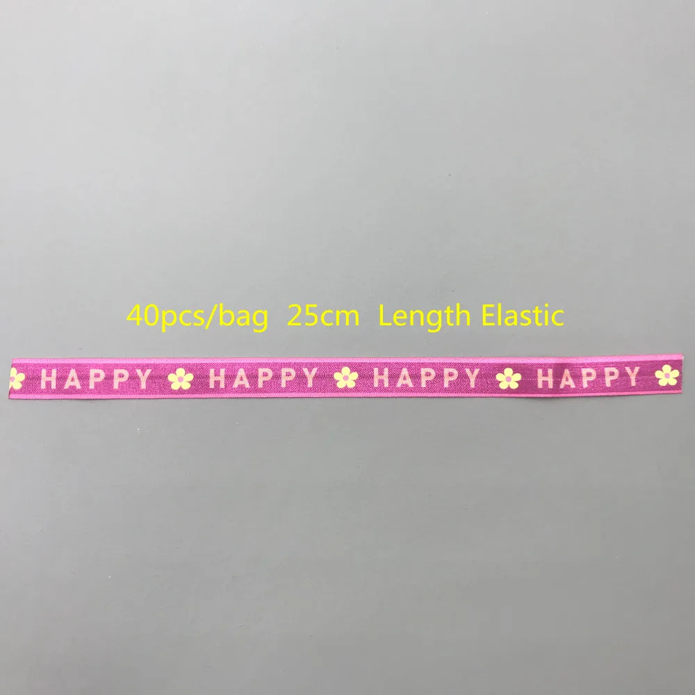 10Yard Happy La Belle Print Buchstaben falten über elastischen 15mm Feind Band für DIY Kopf bedeckung Geschenk Gurtband Zubehör – Detail 4