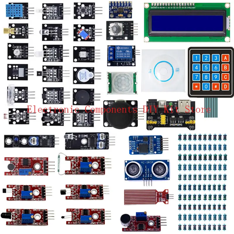 Upgraded 37 in 1 Sensor Modules Kit with Tutorial Compatible with IDE  R3 MEGA Nano DIY Electronic Kit
