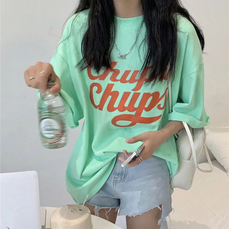 Brief Gedrukt Oversized T-shirts Vrouwelijke Korte Mouw T-shirts Vrouwen Zomer Harajuku Streetwear Koreaanse Fashion Casual Losse Tees