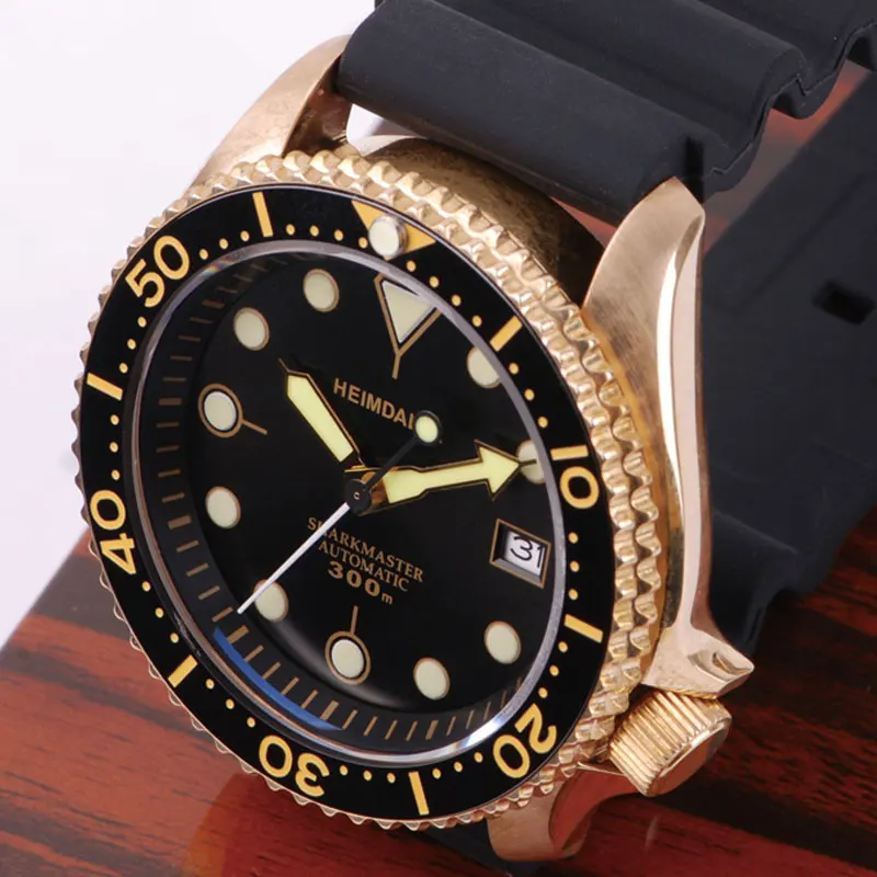 Heimdallr Vintage Men\'s Aluminum Bronze SKX Diver Watch Sapphire Glass Ceramic Bezel NH35 Automatic Movement 20Bar Waterproof