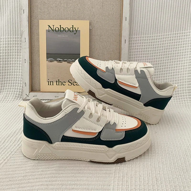 

Женские кроссовки на платформе, осенние новые туфли разных цветов, модная нескользящая повседневная обувь, дышащая женская вулканизированная обувь на шнуровке