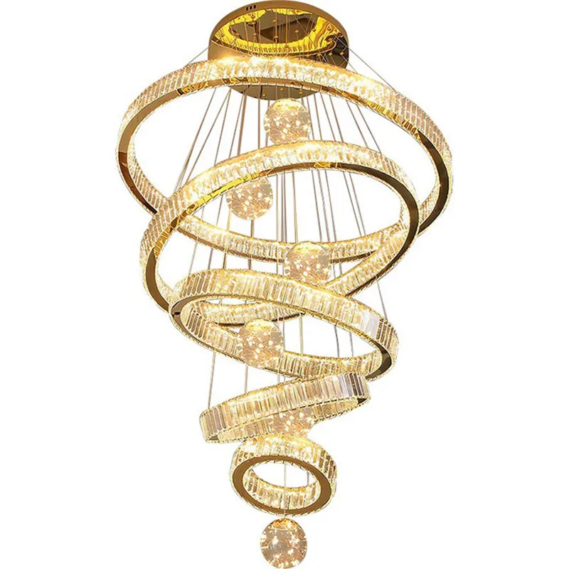 

Modern LED Ring Staircase Living Room Villa Chandelier Home Decoration Pendant Light Home Decor Luxury Indoor Lighting Fixtures
