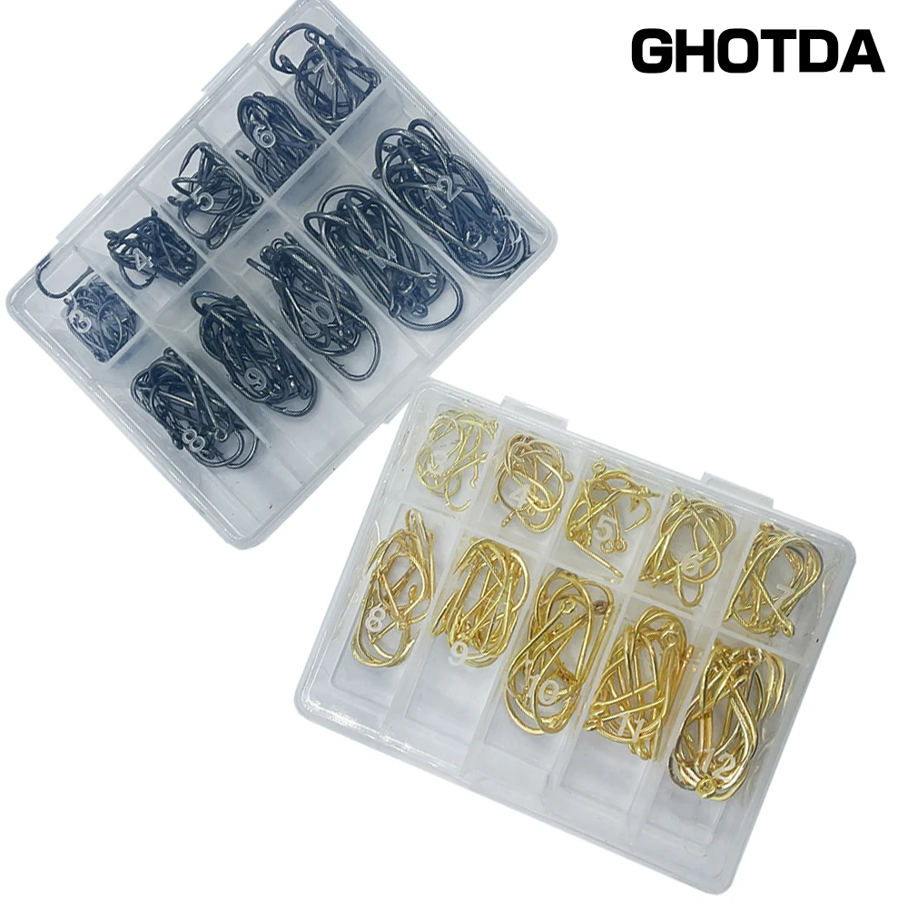 100Pcs Fishing Hooks Set Carbon Steel Single Circle Fishing Hook Fly Fishing Jip Barbed Carp Hooks Sea Tackle Accessories