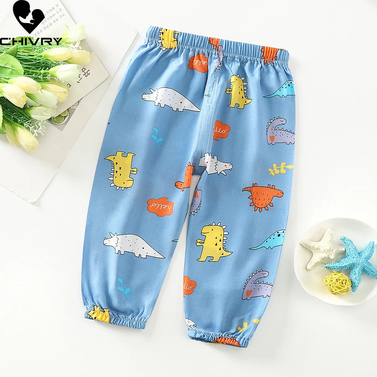 

New 2023 Summer Kids Boys Girls Thin Anti Mosquito Pants Baby Boy Fashion Cartoon Dinosaur Print Breathable Bloomers Trousers