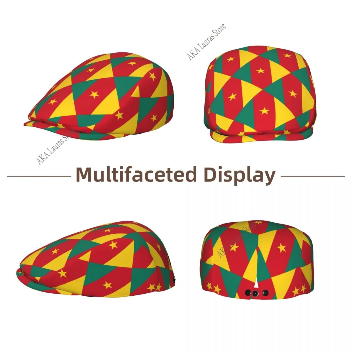 Newsboy Cap Peaky Octagonal Hat Vintage Casual Cap Cameroon Flag Berets Visor Gatsby Flat Ivy Hat