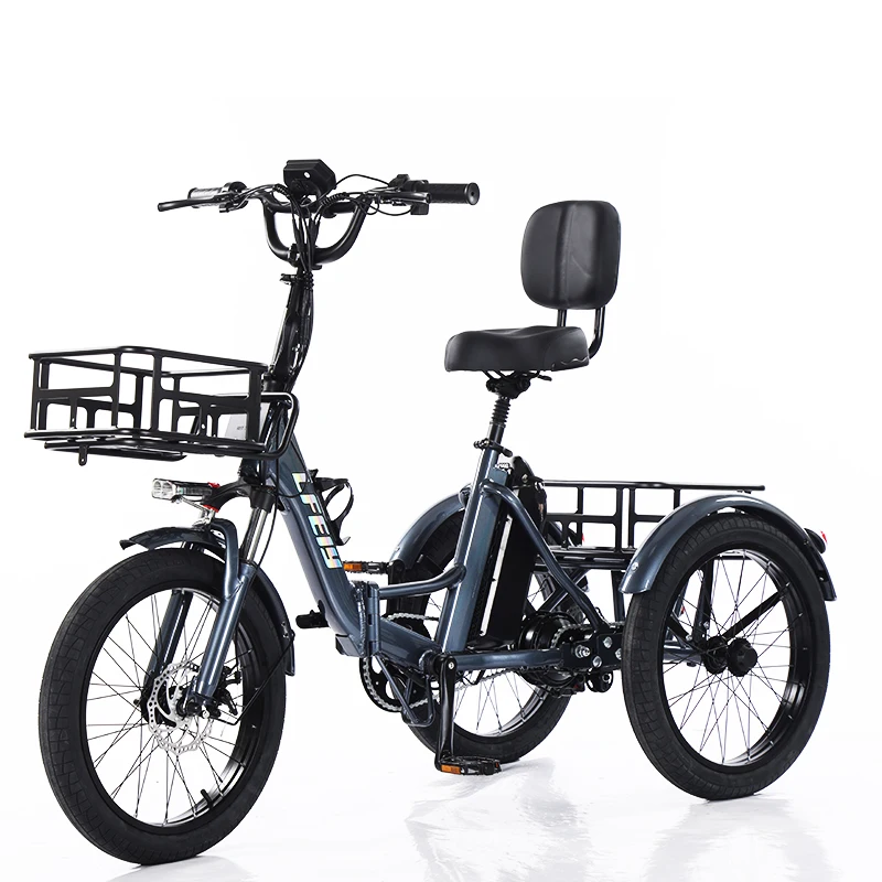 Adult Electric Tricycle Mini Car Cargo Vehicle Foldable 48V 350W 3 Wheel Folding Electric Bicycle 20 Inch For Men With Basket