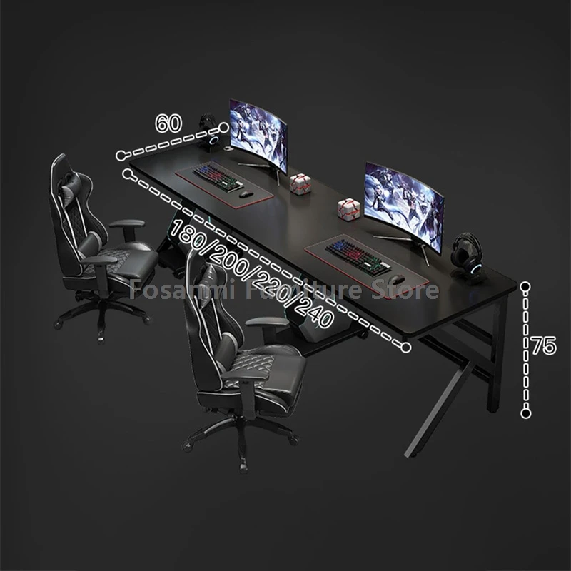 Escritorio grande para PC para jugadores de 2 personas con patas en forma de K, escritorios modernos para ordenador dobles, mesa larga espacioso para juegos de estudio en casa para dos