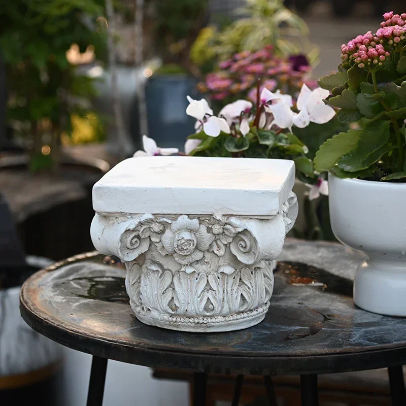 European Roman Column Flower Base, Retro Creative Plant Rack, Courtyard Balcony Display Stand, Photography Props, Wedding Decor