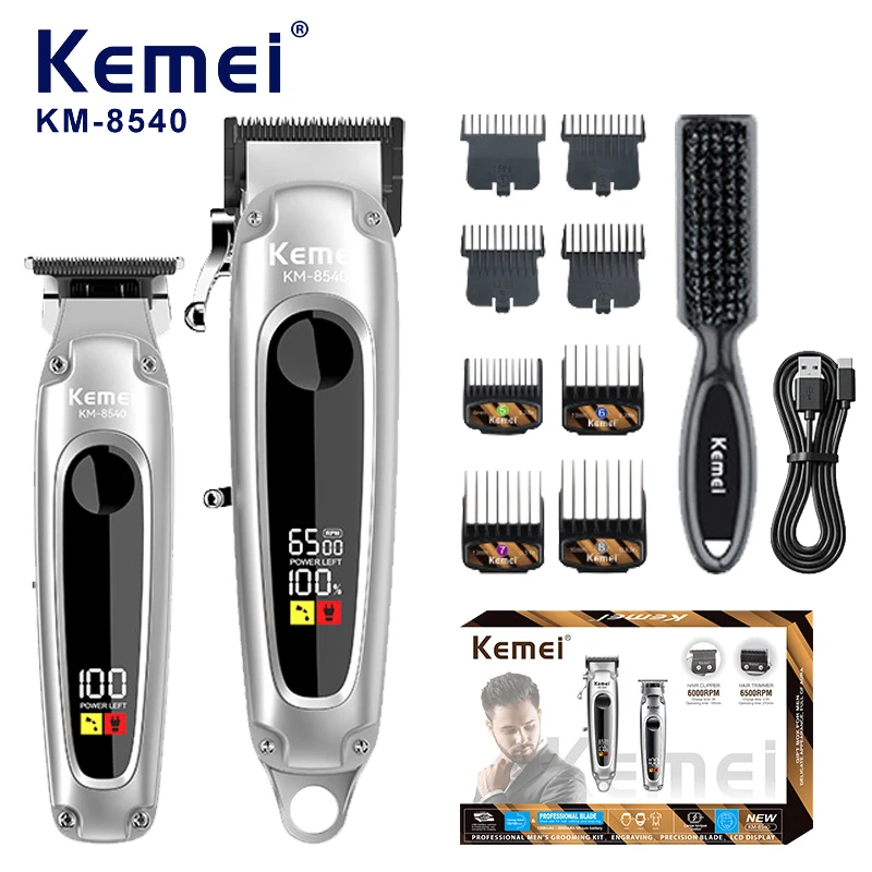 Kemei KM-8540 Hair Trimmer Professional Electric Hair Clipper Trimmer Set For Men Rechargeable Cordless Electric Trimmer for Men