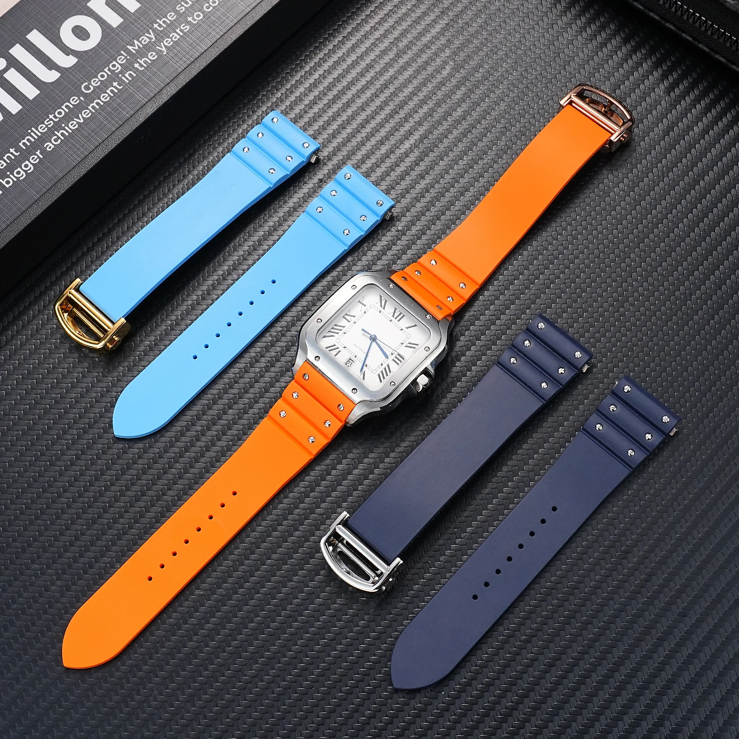 For Cartier strap WSSA0009 Santos Santos soft fluororubber waterproof quick release watch strap 21MM summer new