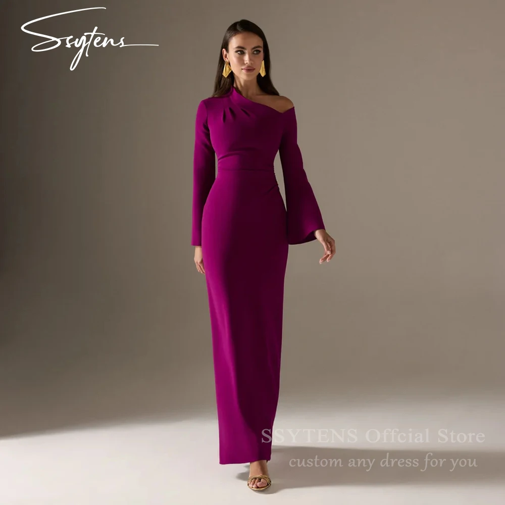 

SSYTENS Elegant Women Evening Dresses Customized Wedding Party Dresses Purple Long Sleeves Grace Formal Events Prom Dresses 2026