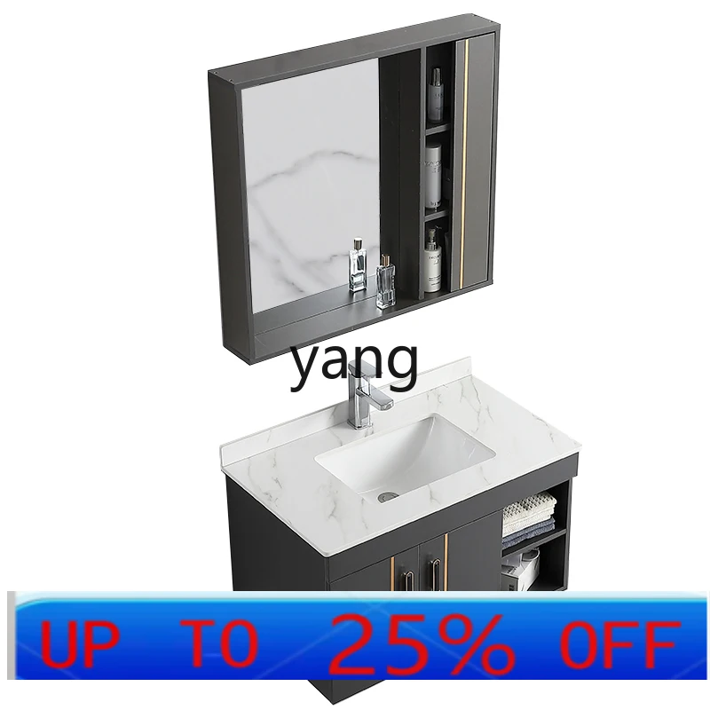 LMM light luxury rock slab integrated basin bathroom cabinet combination solid wood bathroom set bathroom washbasin