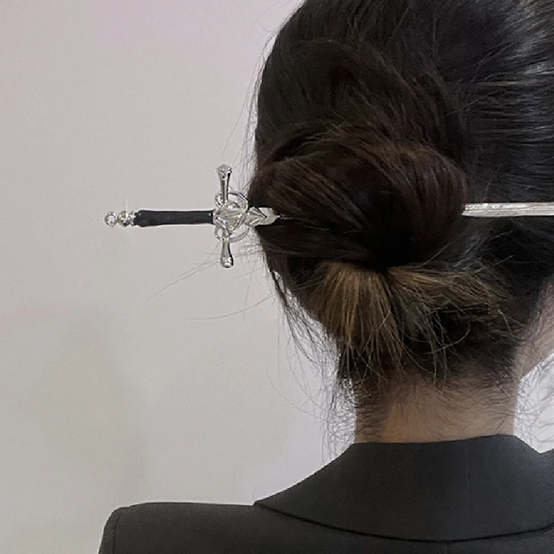 New Punk Metal Sword Hairpin Chinese Style Simple Hair Sticks for Women Diy Hairstyle Design Tools Accessories Dropshipping image 5