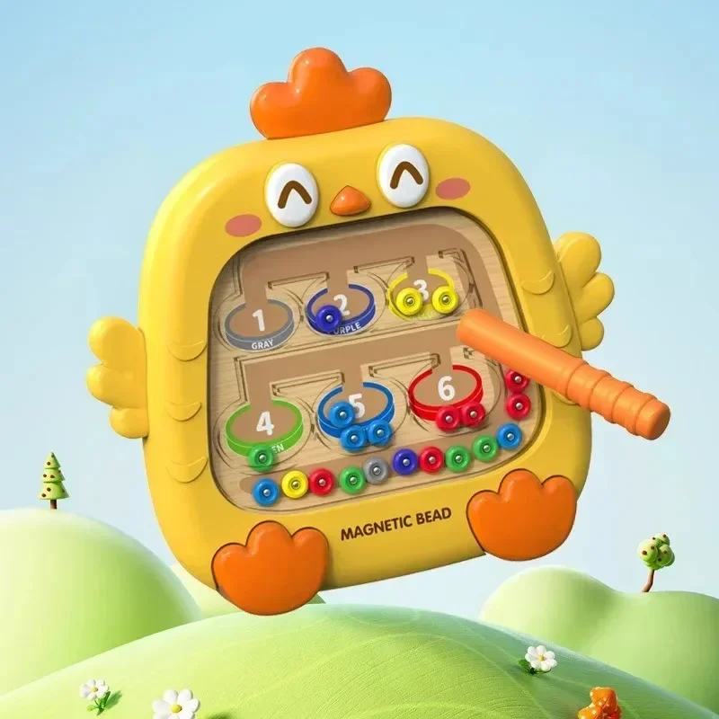 Magnetyczna tablica edukacyjna Montessori, dopasowywanie kolorów i liczb, zabawka sensoryczna dla maluchów 3+, edukacyjna gra z koralikami z pisakiem.