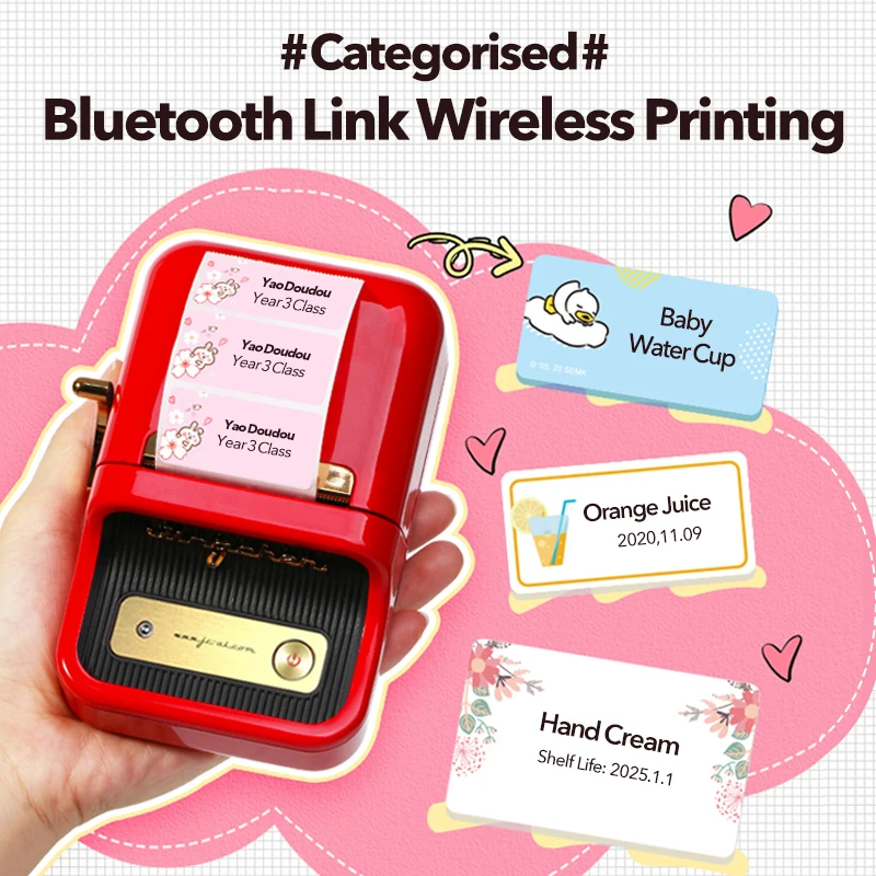 Niimbot Cartoon Pattern Smart Portable Label Printer Thermal Label Paper Waterproof Stickers Fast For B1/B21/B203/B3S Printing