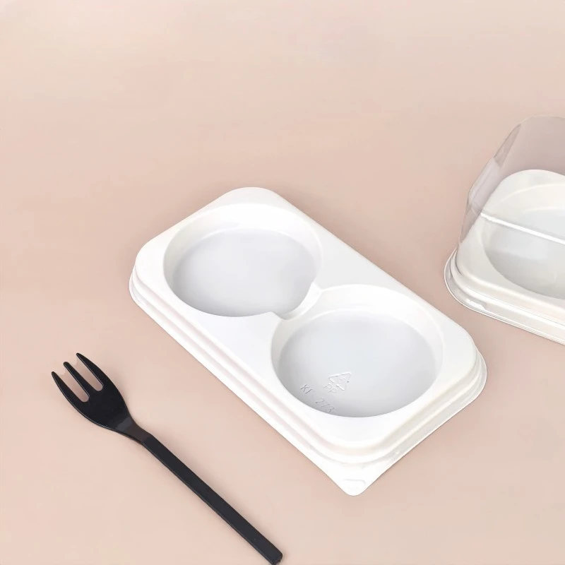 Egg Yolk Pastry Mousse Donuts Plastic Packaging Transparent Boxes Small Cake Package Box Baking Supplies Hole Outfit 100pcs