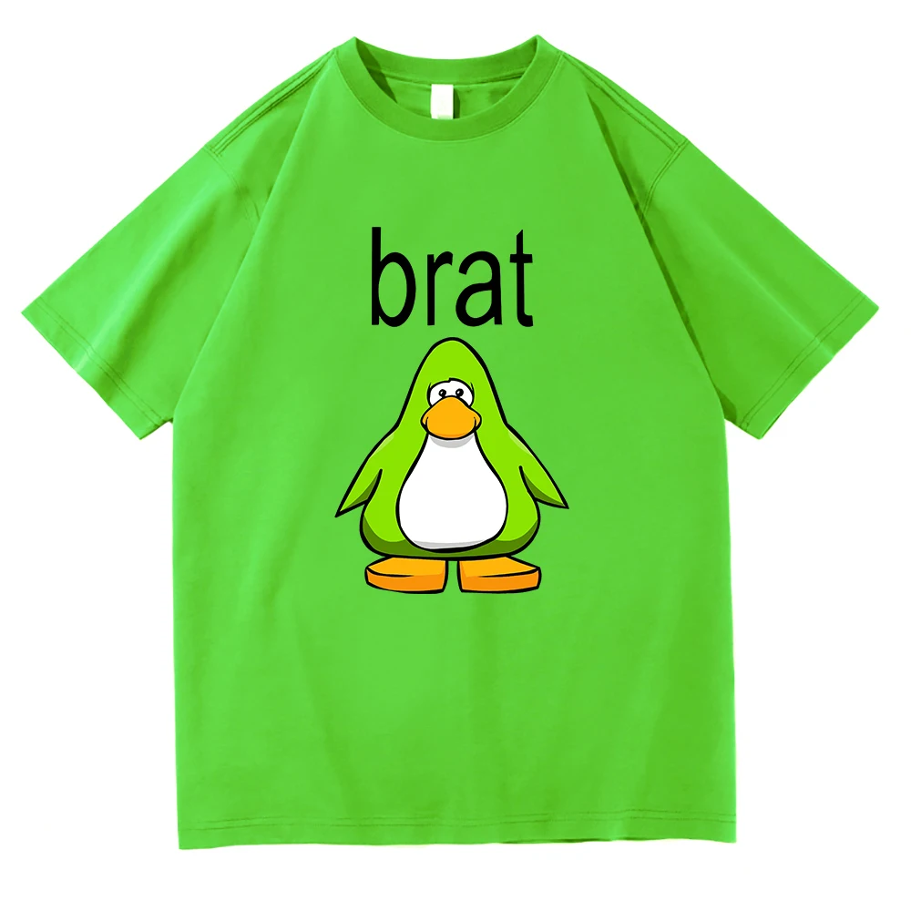 Brat Club Penguin T Shirt Men Charli XcX Brat and It's Completely Different But Also Still Brat T-Shirt Cute Cotton Tees Shirts