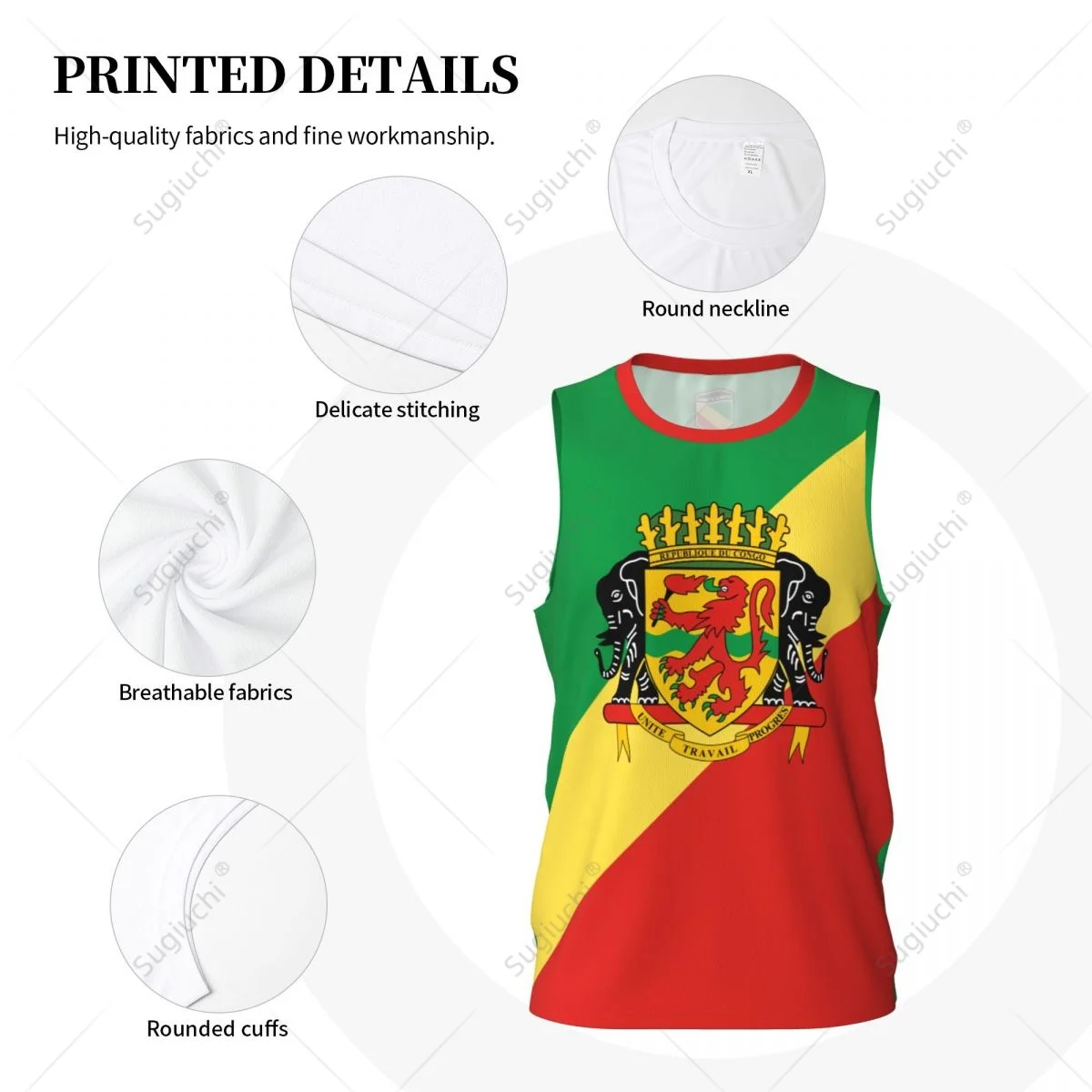 Republic Of Congo Flag Men Basketball Sports Jersey Running Fitness Multifunction Sleeveless tshirt Exclusive Custom Name Nunber