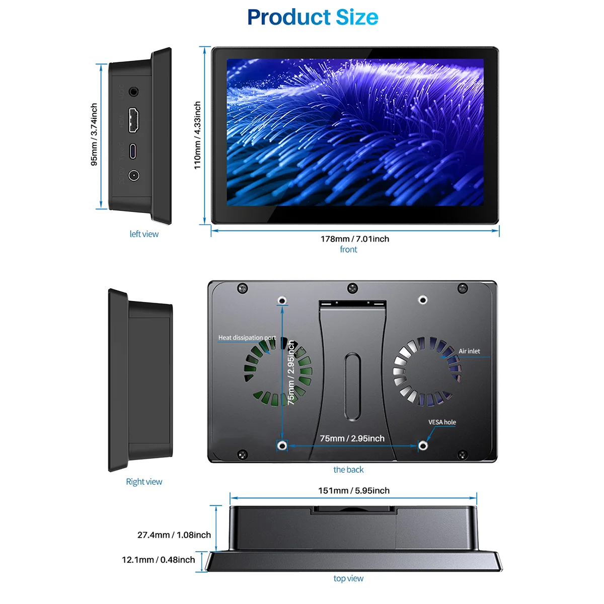 Imagem -05 - Monitor de Tela Sensível ao Toque para Incorporado Framboesa pi Banana Laranja Rpi Display Lcd Hddi Vesa Tampa do Ventilador Framboesa pi 1024x600 7