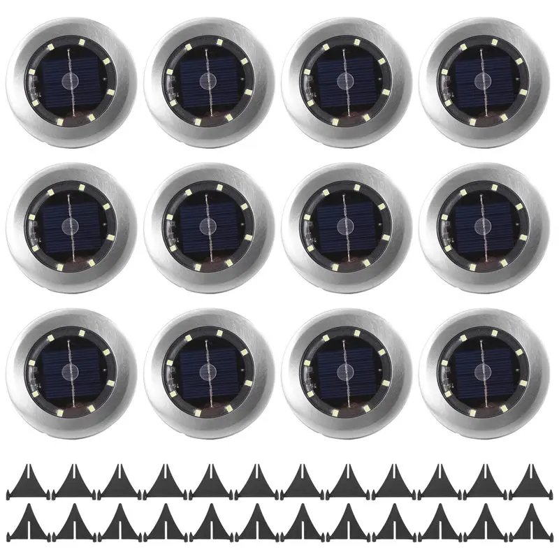 LDHL 24 Pack Solar Lights Outdoor Garden 8 LED Solar Disk Lights Outdoor IP65 Waterproof For Garden Pathway Lawn Patio Yard