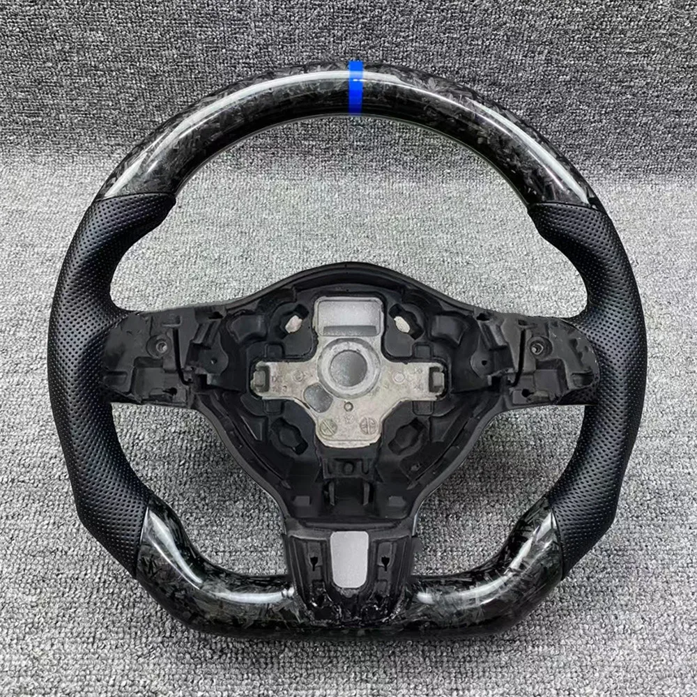 Forged carbon fiber leather sports steering wheel for Golf 6 GTI GTD R 2009-2013 Polo GTI Tiguan Passat R-Line, Car Accessories