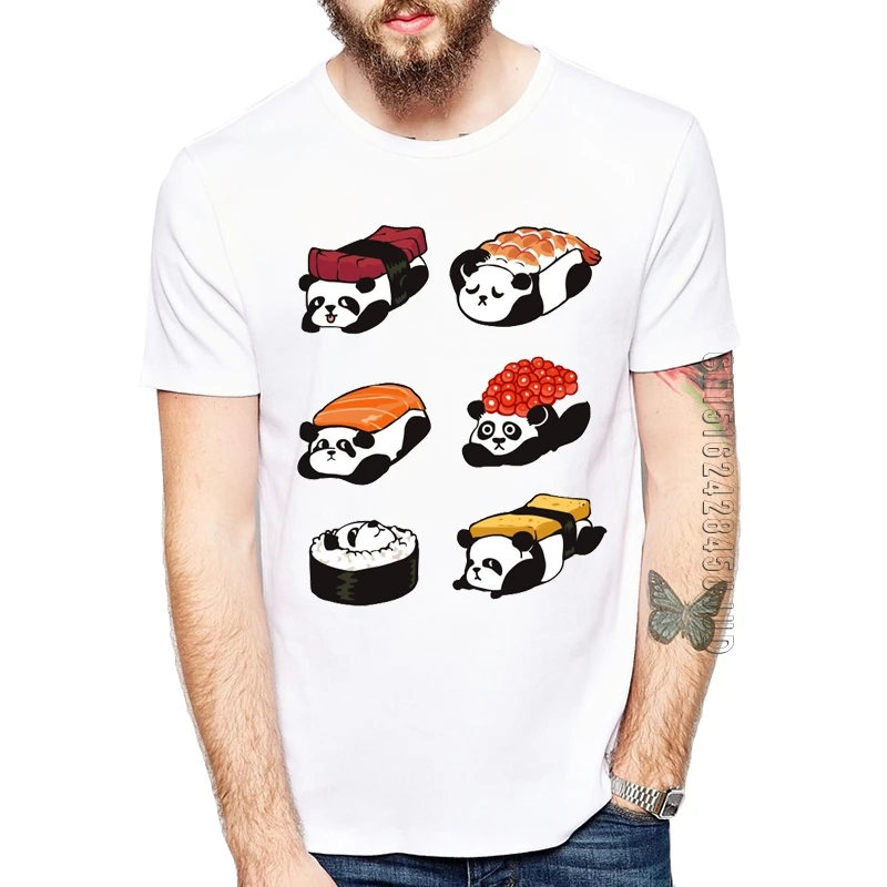 New Cool Men T-shirts Punk Food Design Top Tees Cute Panda Sushi Pug Hotdog funny design mens t shirt