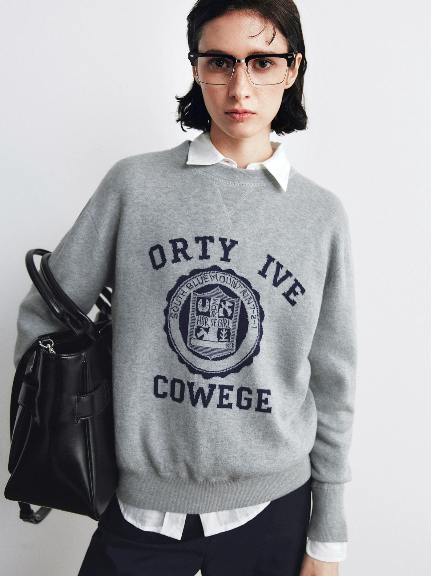 

Classic Versatile Letter Embroidery Knitted Sweater Women's Double Tead Combed Cotton Bae Design Autumn Winter Warm Long ...