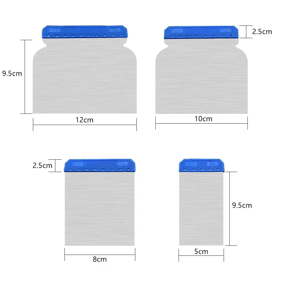 4 Pcs Shankless Blade Painting Tools Putty Knife Wall Plastering Cleaning Blade Shovel Hand Construction Tools for Mixing Putty