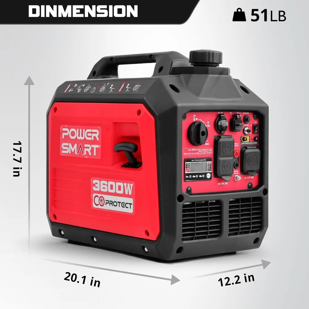 Generator Inverter Portabel 3600-Watt dengan Tenang, Siap RV, Berkemah