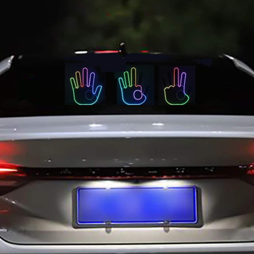 Multicolored Gesture Light, For Car With Remote Road Rage Signs Finger Light, Up Sign Funny Hand Lamp, Windshield Warning LED