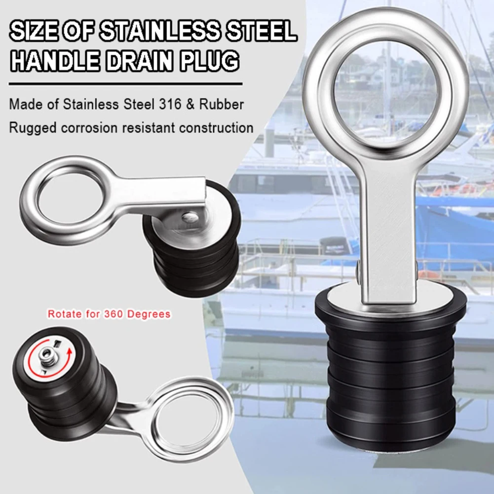 プーシン調整式マリンドレンソケット2532mmステンレス鋼、ゴムシール付き、船尾および船体のライブウェル用途向け