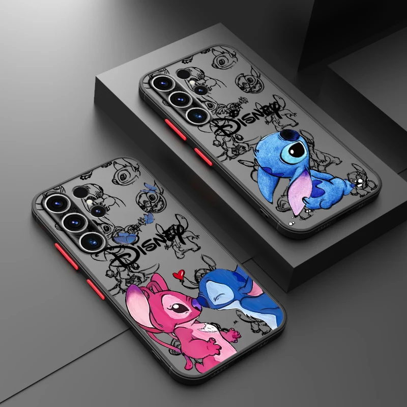 Disney Stitch Angle Lover Phone case for Samsung Galaxy S24 S25 S23 S22 S21 S20 Plus Ultra FE soft fundas cases