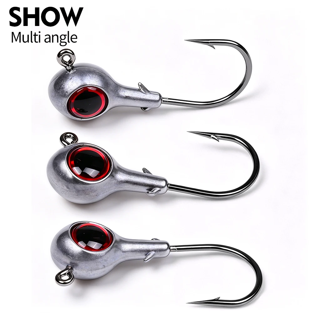 Proberos 10 Stück/Set Jigkopf-Angelhaken 2,5g-10g Gewichteter Haken Jig-Angelhaken Weicher Wurmhaken für Barsch-Angeln – Detail 8