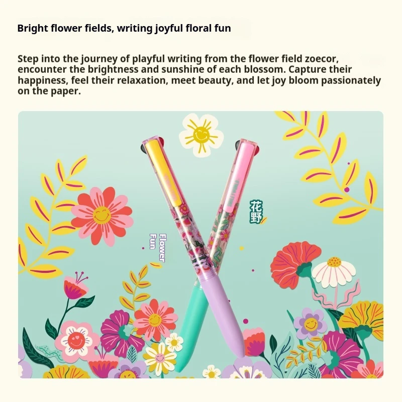 KACO SMILEYWORLD EASY 3-in-1 Multi-Pen-Black/Red Dual-Tip 0.5mmRefillable Ballpoint+Mechanical Pencil+Highlighter Stationery use