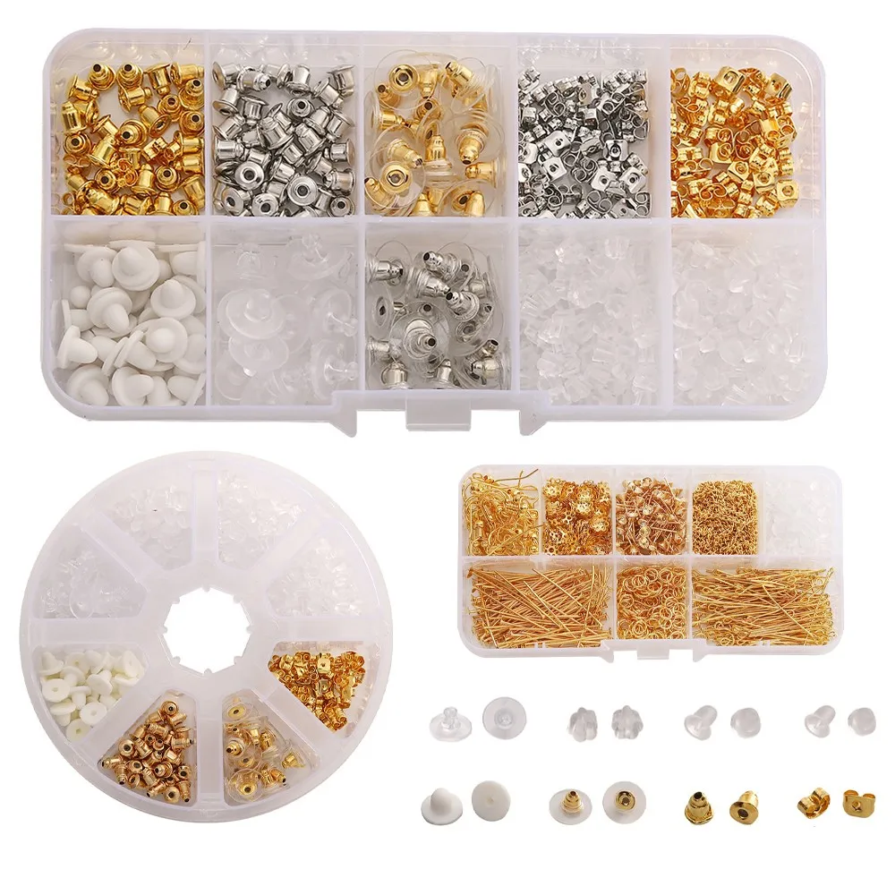 

1 коробка, мягкие силиконовые резиновые серьги, задние стопоры для сережек-гвоздиков «сделай сам», аксессуары, разноцветные золотые наборы для блокировки ушей