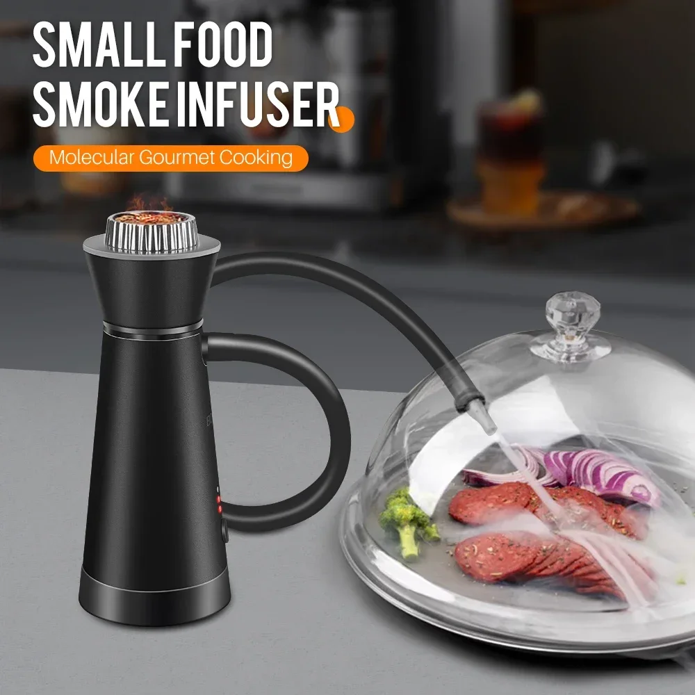 BORUiT Smoke Infuser Food Drink Cold Smoke Generator Bar Portable Molecular Cuisine Smoking Gun Meat Burn Cooking for BBQ Food