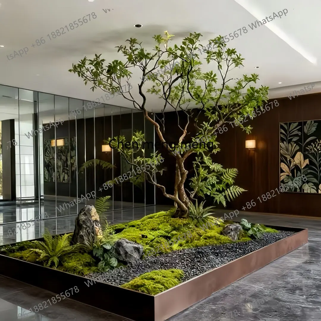Imitation window landscaping plants indoor bionic green plants decorative trees large simple landscape