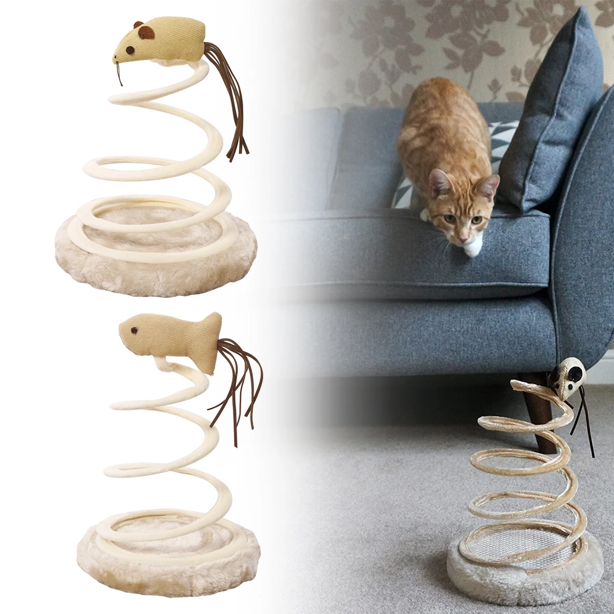 

Classic Toys for Cats Fish Plush Spring Mouse Cat Toys Cute Pet Playing Kitten Linen Disc Spiral Wire