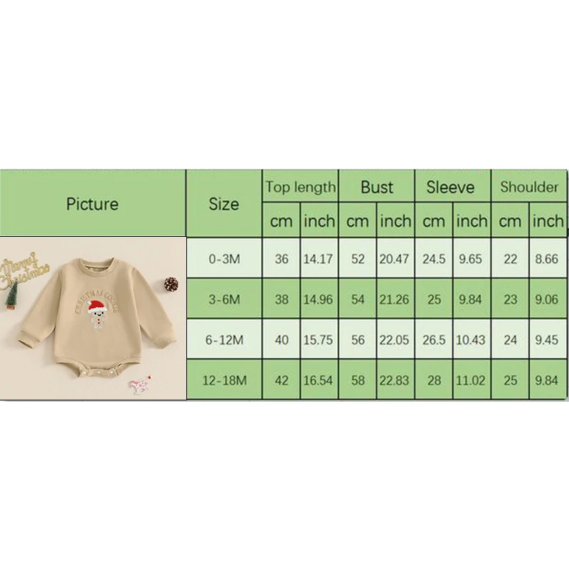 Baby Boys Girls Christmas Sweatshirt Romper Snowman Letter Embroidered Long Sleeve Round Neck Jumpsuits