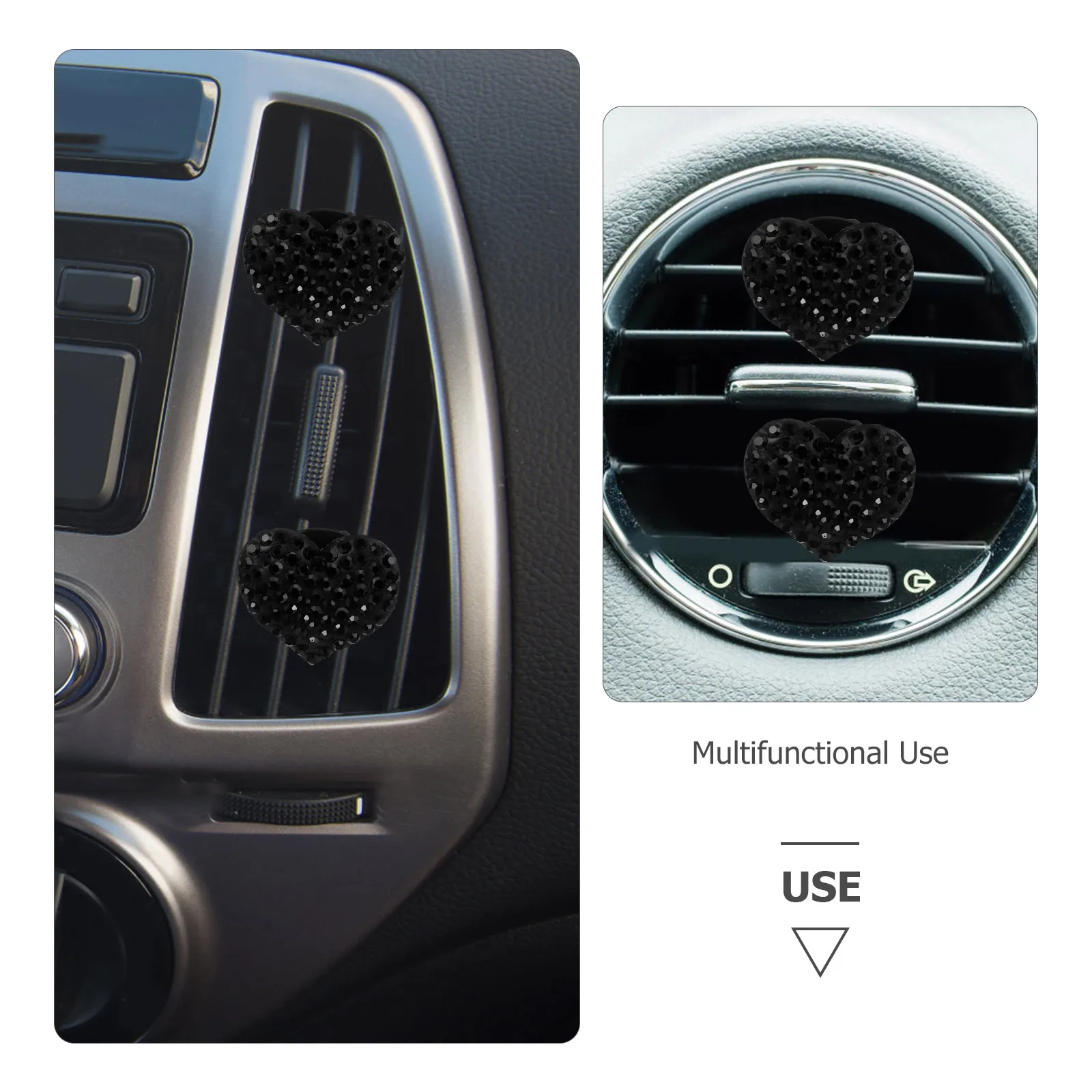 

2 Pcs Car Ventilator Perfume Clip Air Freshener Clips Automotive Decoration Outlet Cute Rhinestones Aesthetic Accessories