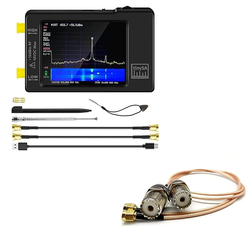 

Promotion! Spectrum Analyzer Hand Held Frequency Analyzer+Handheld Antenna Cable-RF Coax SMA Male To UHF Female SO-239 Cable