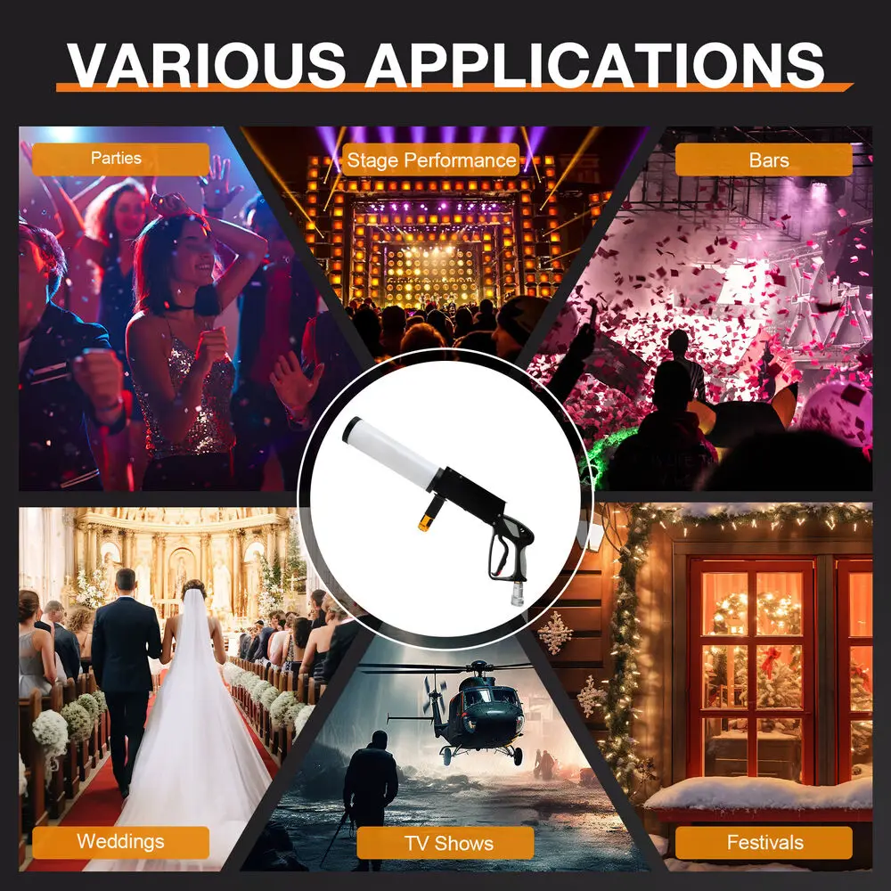 

CO2 Gun LED Confetti Cannon Machine, CO2 Jet for Stage Events, Party, DJ, Club & Bar