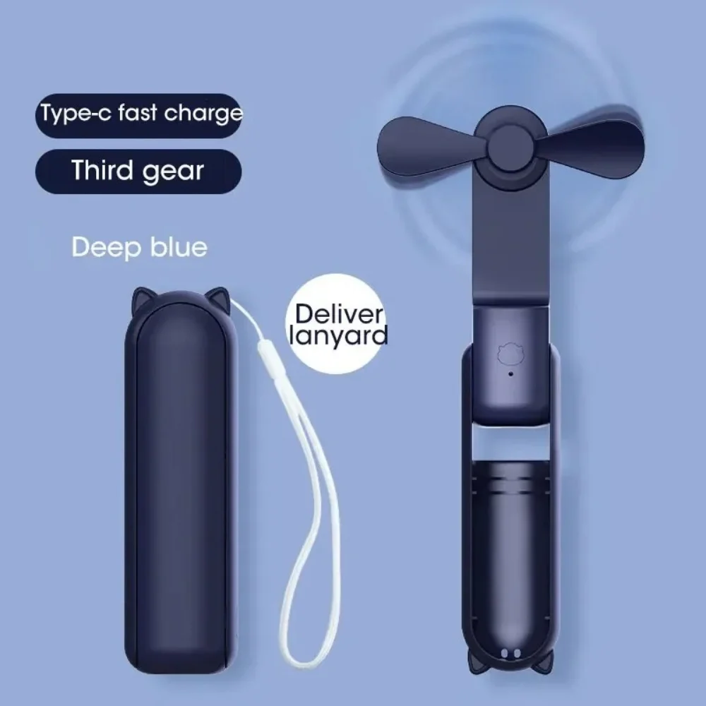 Mini Handheld Fan Type-C Charging Foldable Portable Mini Cooling 2000mAh Outdoor Rechargeable Fan Free Control High Speed Fan