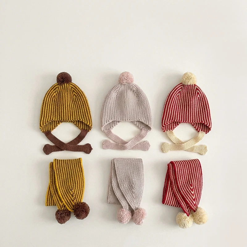 2-6T Children's Hat and Scarf Set Winter Warm Baby Neck Warmer Hat Kids' Scarves Set Girls Knitted Hat - view 3
