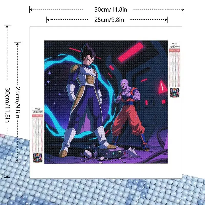 1pc dragon ball z vegeta jiren 5d diy kit de pintura diamante, broca completa anime mangá cena de batalha épica arte da parede decoração casa cruz s