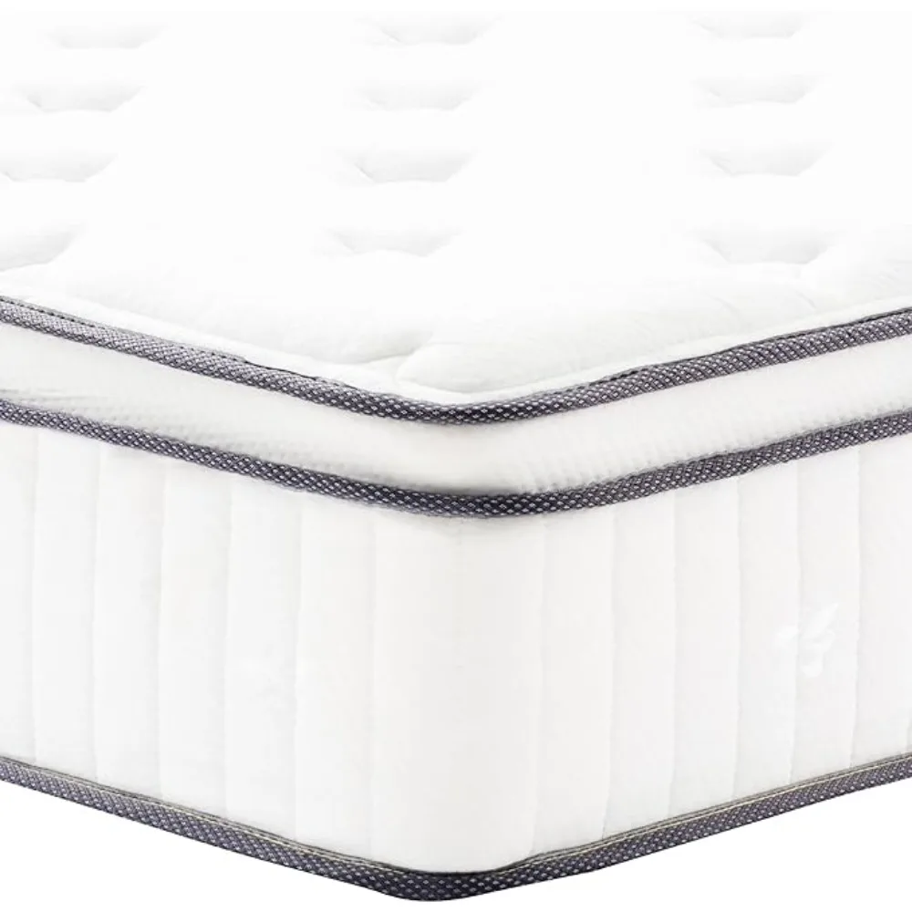 2innch Hybrid Queen Mattress in a Box, Bed Mattress with Memory Foam and Pocket Spring,Tight Top Medium Firm Feel