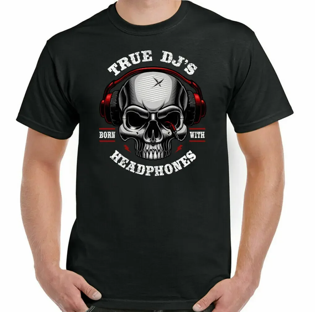 True DJ's Headphones. Funny Music Record Player Technics T Shirt. Short Sleeve 100% Cotton Casual T-shirts Loose Top Size S-3XL